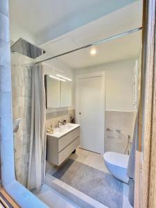 A bathroom at Cokkinis villa with garden overlooking the sea