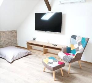 TV a/nebo společenská místnost v ubytování Apartmán UšeBu