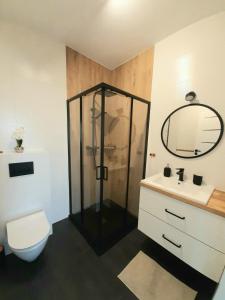 Vonios kambarys apgyvendinimo įstaigoje Apartament Miodowy