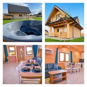 un collage de photos d'une petite maison dans l'établissement Nini House Dudki, à Giże