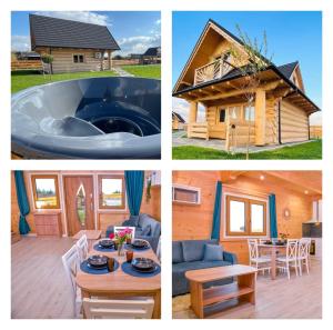 a collage of pictures of a tiny house at Nini House Dudki in Giże