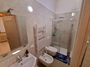 W łazience znajduje się umywalka, prysznic i toaleta. w obiekcie Casa di Igor w mieście Casemurate