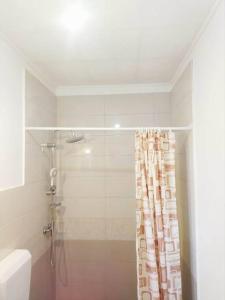 a bathroom with a shower with a shower curtain at Apartment Prvic Sepurine II in Prvić Šepurine +26 photos