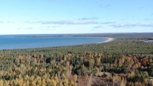 an aerial view of a beach and a body of water at Nõva Külalistemaja in Nõva +7 photos