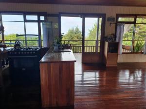 a kitchen with a stove and a counter top at Apartamento ArteSAna in Monteverde Costa Rica