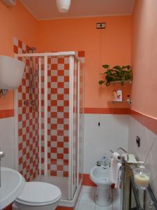 ein Bad mit einer Dusche, einem WC und einem Waschbecken in der Unterkunft A Casa di Carla in Terni