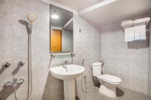 錫爾赫特的住宿－Rahma’s B&B，浴室配有卫生间、盥洗盆和淋浴。