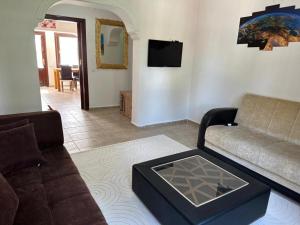 a living room with a couch and a coffee table at Ali Apart in Antalya