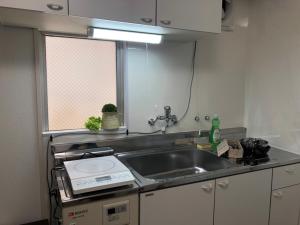 a kitchen counter with a sink and a window at Sun Park Heights in Kobe