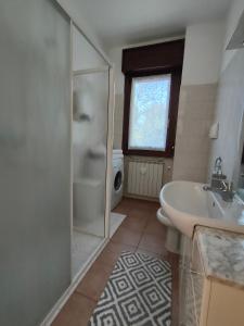 ein Badezimmer mit Waschbecken, Toilette und Dusche in der Unterkunft IseoLakeRental - GiannaRosa in Lovere + 14 Fotos