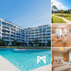 kolaż zdjęć hotelu i basenu w obiekcie VACATION MARBELLA I Brand New Terrazas de Banús Apt, 24-7 Security, a minute from the Marina, The Sea and Luxury Shopping w Marbelli