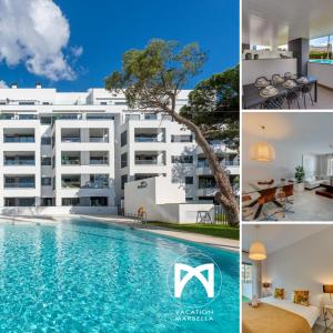 een collage van foto's van een hotel en een zwembad bij VACATION MARBELLA I Via Celere, Huge Terrace, Brand New Complex, Close to the Beach, Marbella Center in Marbella