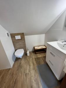 ein Bad mit einem WC und einem Waschbecken in der Unterkunft MATOGÓWKA in Krzeszowice