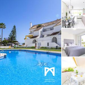 a collage of photos of a hotel and a swimming pool at VACATION MARBELLA I El Dorado, Newly Renovated Flat, Beach, Golf lovers and Views in Marbella