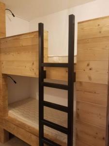 a wooden bunk bed with a ladder in a room at Magnifique Vue Centre Station in Les Deux Alpes