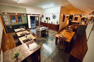 an overhead view of a restaurant with tables and chairs at 1-Bed pod cabin in beautiful surroundings Wrexham in Wrexham