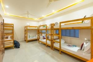 ein Schlafsaal mit vier Etagenbetten in der Unterkunft The Social Stays Jaipur formerly ArtBuzz in Jaipur