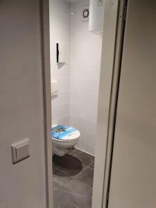 a small bathroom with a toilet in a room at Nice studio in Pankow in Berlin