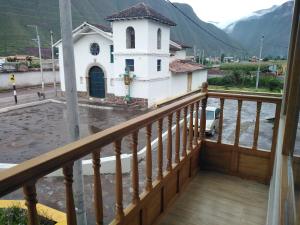 a view from the balcony of a church at La Casa de la Abuela I in Yucay