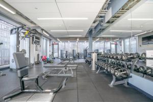 a gym with rows of chairs and machines at Back Bay 1BR w Gym nr Copley Sq BOS-739 in Boston