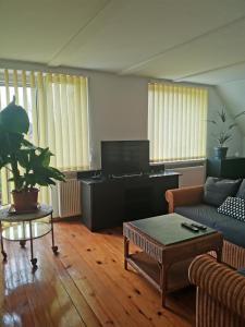 a living room with a couch and a table at Apartament Forest in Mysłakowice