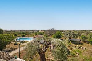 Blick auf einen Garten mit Pool und Bäumen in der Unterkunft Bela Vista Retreat - Lavender in Olhão