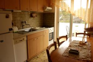 kuchnia ze stołem, zlewem i lodówką w obiekcie Apartment Vita w Korčuli