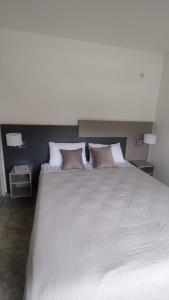 a bedroom with a large bed with two pillows at Orfila Apart 5 in Mendoza