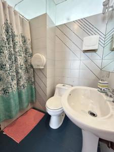 a bathroom with a toilet and a sink at Casona Lorena in Santiago