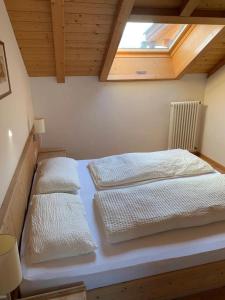 2 aparte bedden in een kamer met een raam bij Santlhof-Chardonnay in Cortaccia
