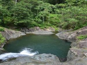 uma piscina de água no meio de um rio em EVASION Bungalow Tropical Spa em Sarraméa