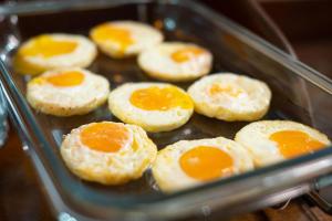 a group of deviled egg cookies in a pan at UYUTNYY DOM in Taraz