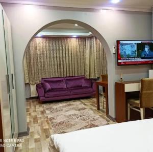 TV a/nebo společenská místnost v ubytování EYFEL HOTEL