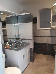 une salle de bains avec lavabo et toilettes dans l'établissement Villa le Bosquet en Luberon., à Ménerbes