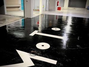 a floor with numbers painted on it in a room at Mercure Lille Centre Vieux Lille in Lille