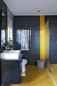 a bathroom with a sink and a toilet at Lion House in Bo Kaap - Number 53 in Cape Town