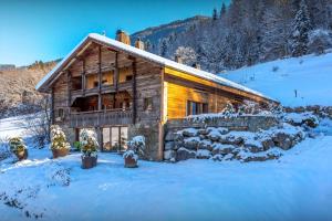 Les Villards-sur-ThônesにあるChalet Colombine - OVO Networkの雪中の丸太小屋