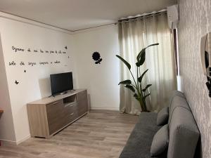 a living room with a couch and a tv at B&B Clesio & Residence Buonconsiglio Apartments in Trento