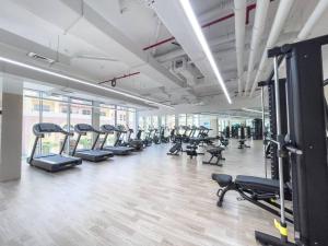 Fitness centrum a/nebo fitness zařízení v ubytování Brand New Studio & Large Green Terrace in JVC