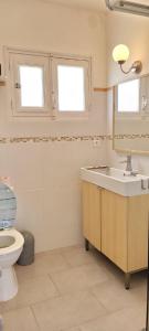 a bathroom with a sink and a toilet at La petite maison de Meschers in Meschers-sur-Gironde