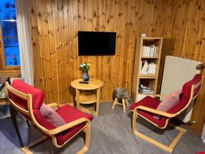 TV a/nebo společenská místnost v ubytování Au village d'Evolène, très joli studio calme et ensoleillé