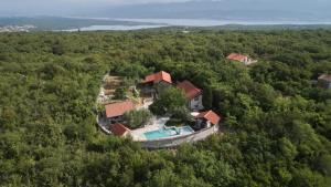 an aerial view of a house with a swimming pool at Villa Neval in Gostinjac