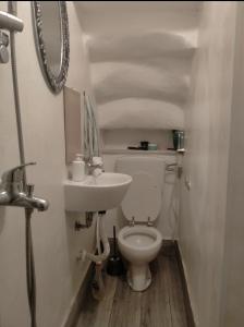 a small bathroom with a toilet and a sink at La Fontana in Gallipoli