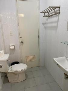 a bathroom with a toilet and a shower and a sink at S&E Apartment unit, Lapaz, Iloilo city in Iloilo City