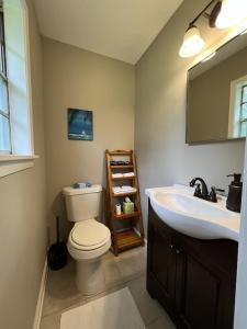 a bathroom with a toilet and a sink at Spacious 3 bedroom home near Amphitheater/Baseball/shopping and much more in Pearl
