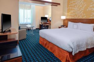 a hotel room with a large bed and a television at Fairfield Inn & Suites by Marriott Hollister in Hollister