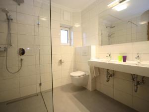 a bathroom with a toilet and a sink and a shower at Alpensteinbock Mauterndorf II in Mauterndorf +13 photos