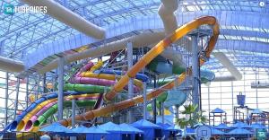 a water slide in a building with a water park at THE BUNGALOW in Atlantic City