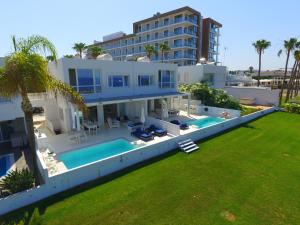 an aerial view of a house with a swimming pool at Narcissus 18 in Paralimni