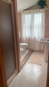 a bathroom with a toilet and a sink at La Mansarda in Biancareddu